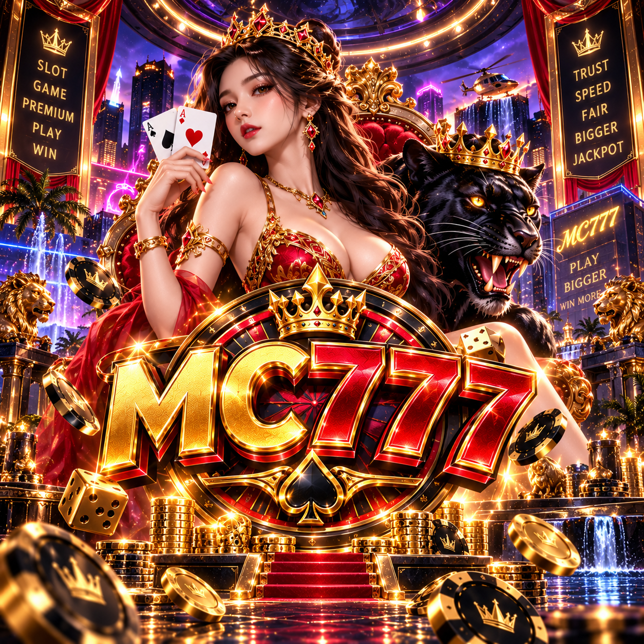 MC777 app interface showing an online slot game in progress.
